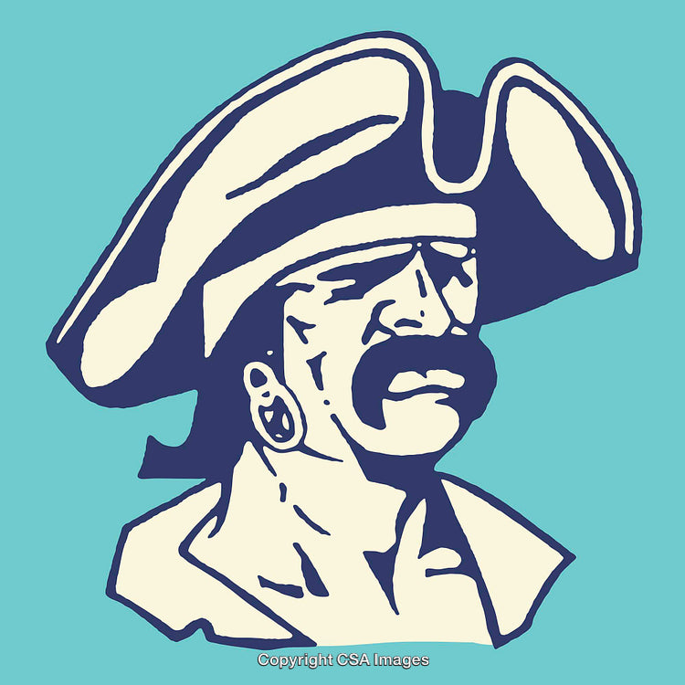 Colorful Pirate Line Art Illustration with Simple Bold Style