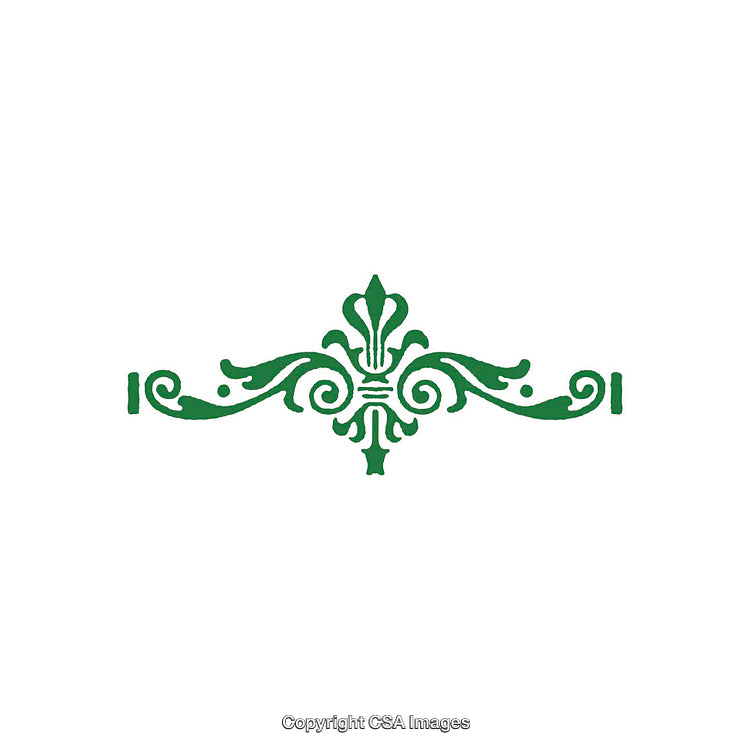 Elegant Green Fleur-De-Lis Symbol with Ornamental Flourishes