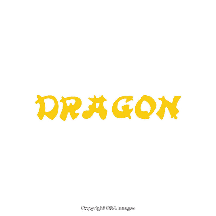 Golden Decorative Text Spell Out 'Dragon' with Artistic Font Style