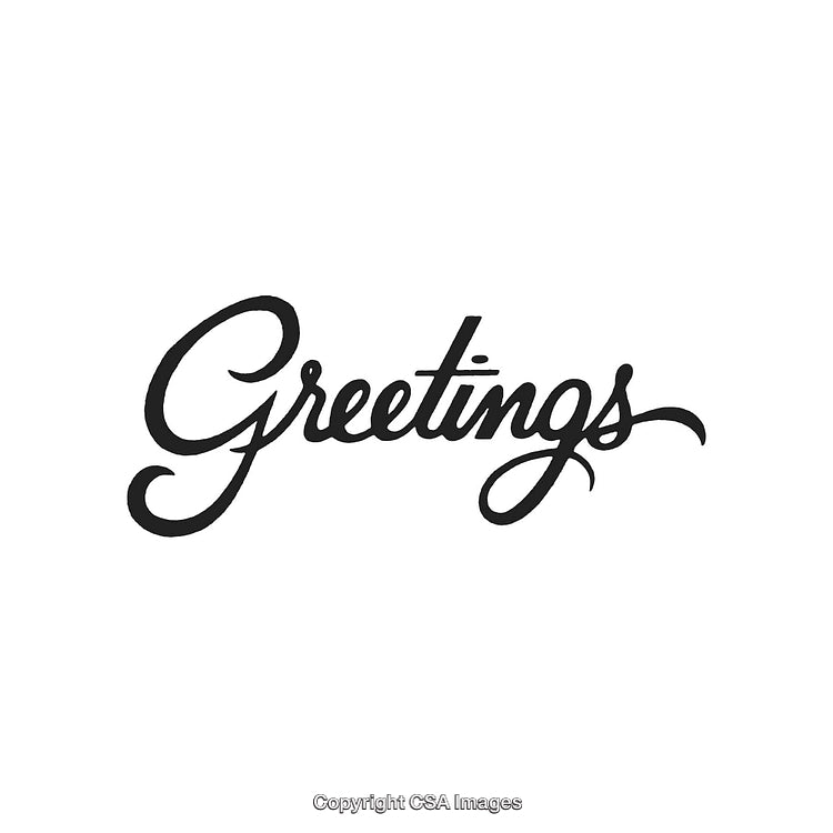 Elegant Black Text Featuring the Word Greetings in Decorative Style