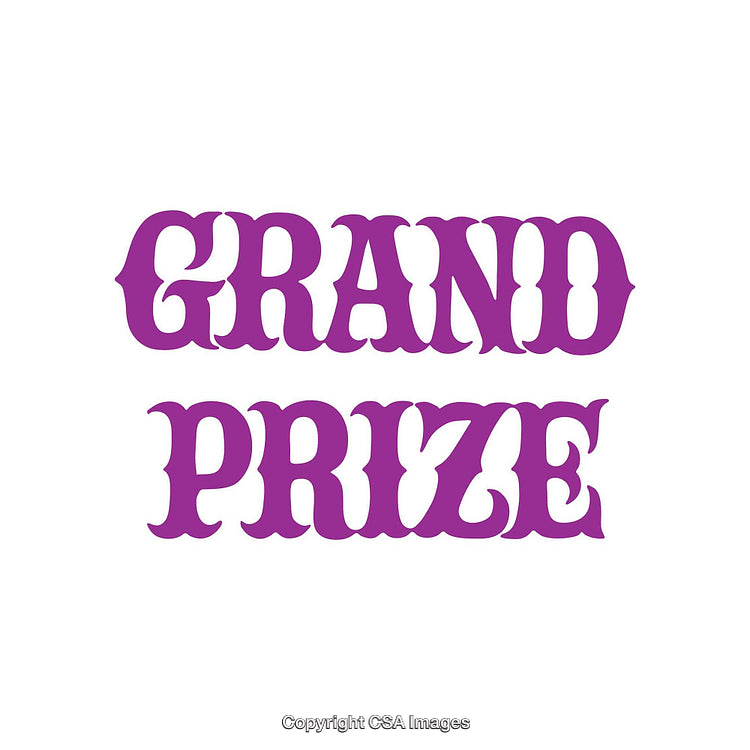 Purple Typography Display Featuring the Words 'Grand Prize' on White Background