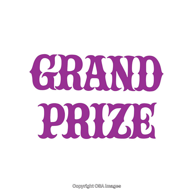 Purple Typography Display Featuring the Words 'Grand Prize' on White Background