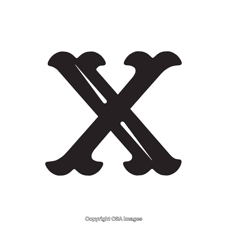 Bold Black Letter X in Decorative Typography Style