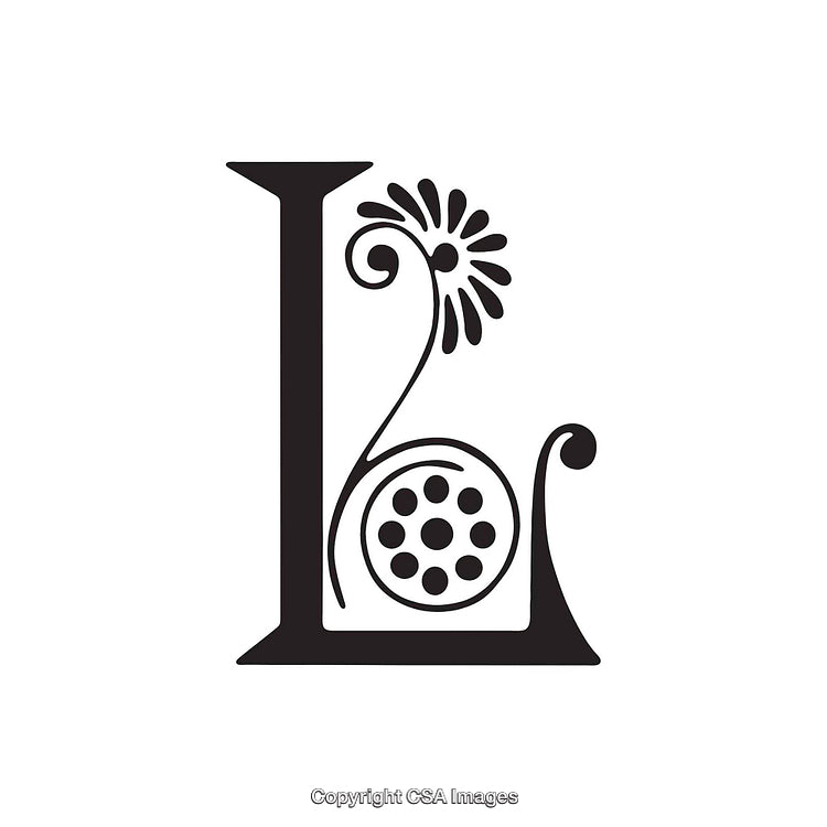 Artistic Representation of the Letter L with Floral Elements