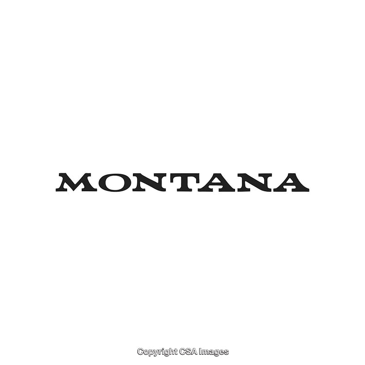 Montana State Typography in Classic Western Style Design on White Background
