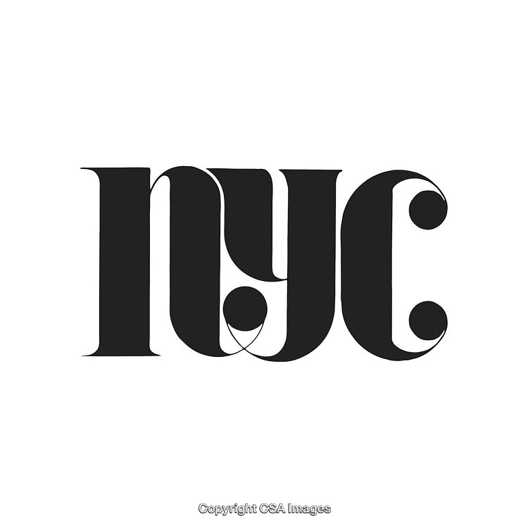 Artistic Black and White NYC Typography With Elegant Serif Font Design