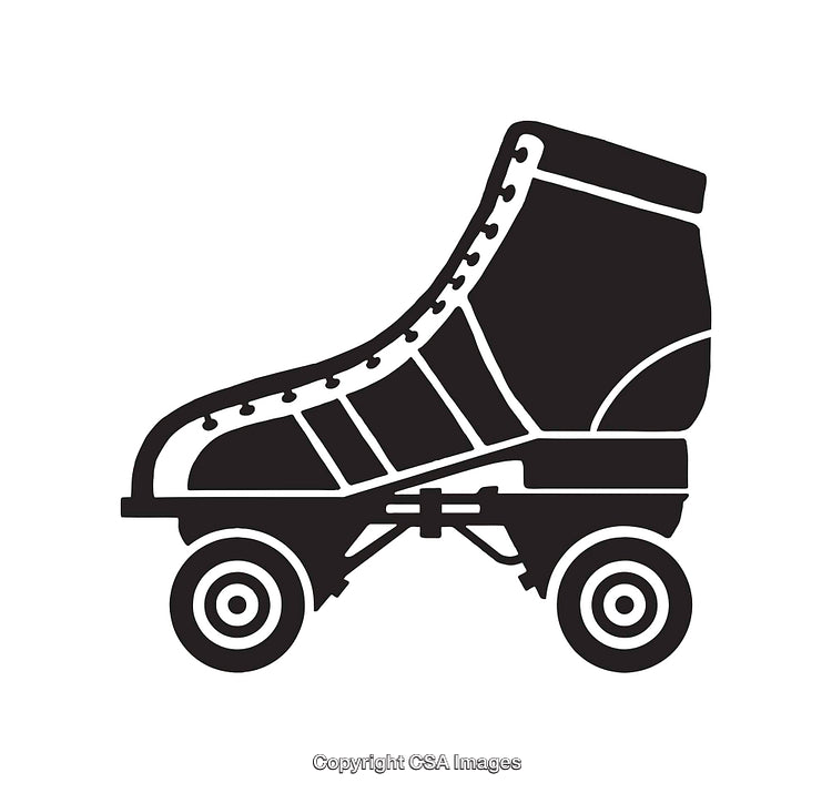 Black and White Roller Skate Line Art - Simple Symbolic Design