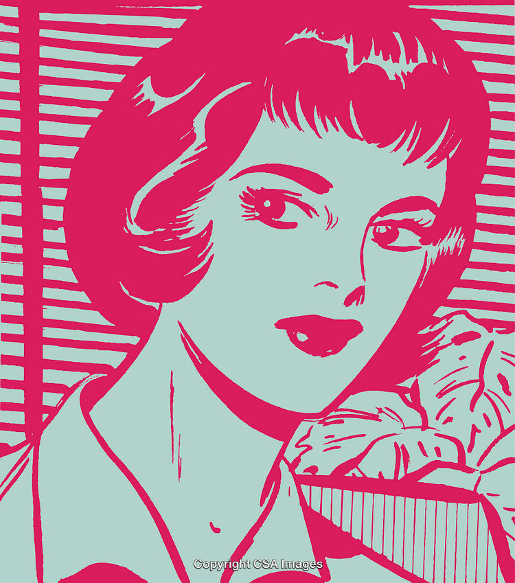 Vibrant Pop Art Style Illustration of a Woman in Bright Colors