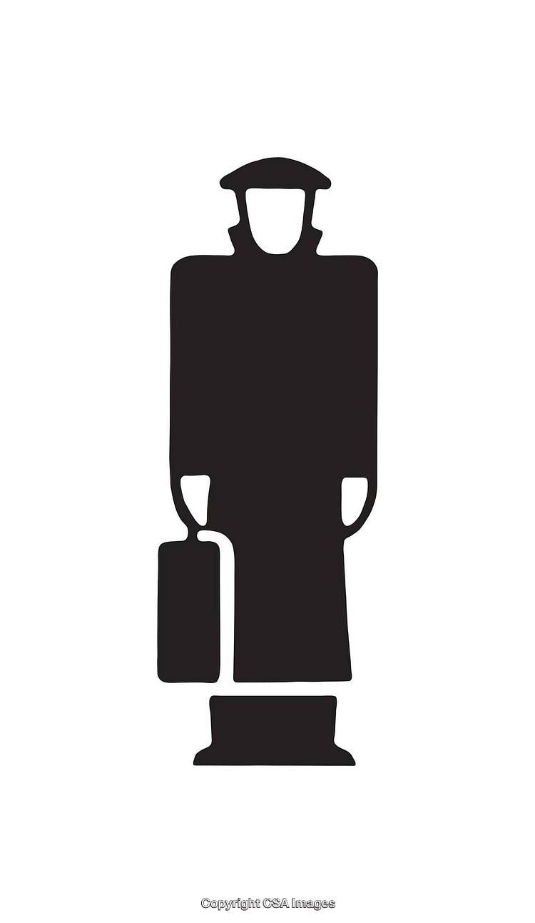 Silhouette of a Person Holding a Briefcase with Simplistic Design