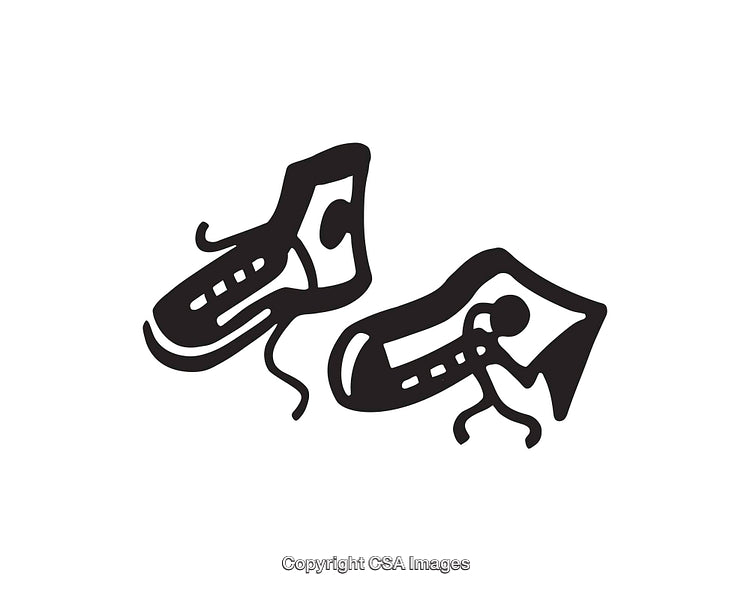 Black and White Line Art Illustration of Shoes and Movement