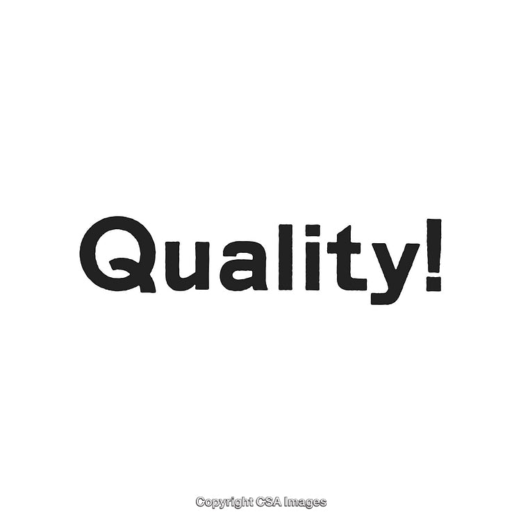 Bold Display of the Word Quality in Black Text on White Background