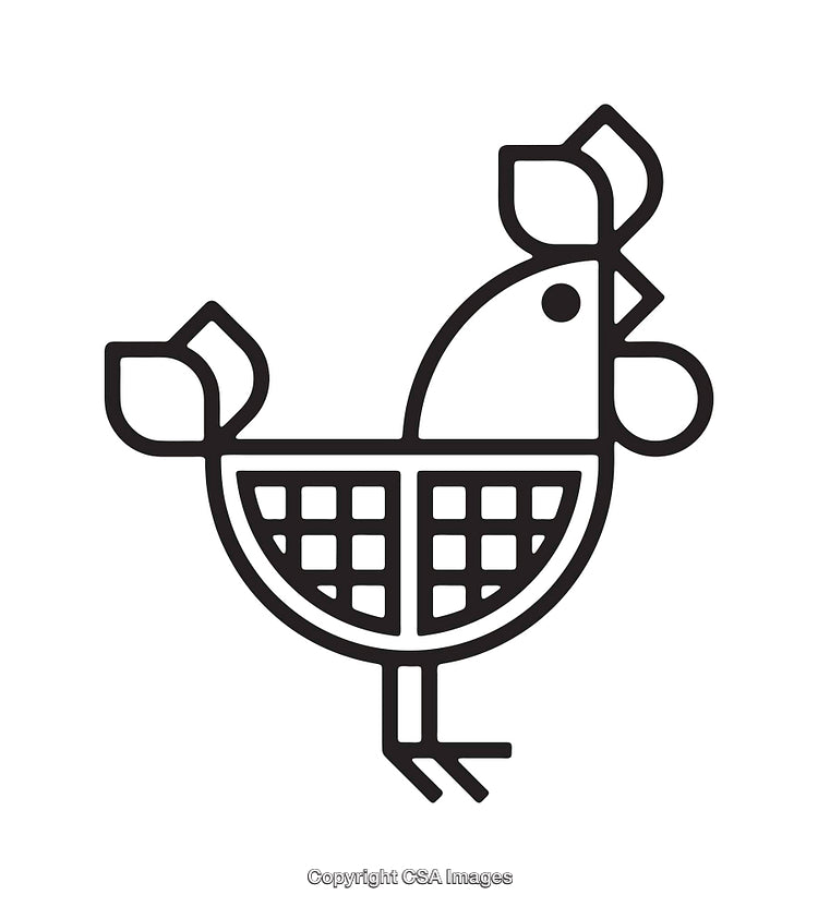 Abstract Line Art Illustration of a Geometric Chicken Design