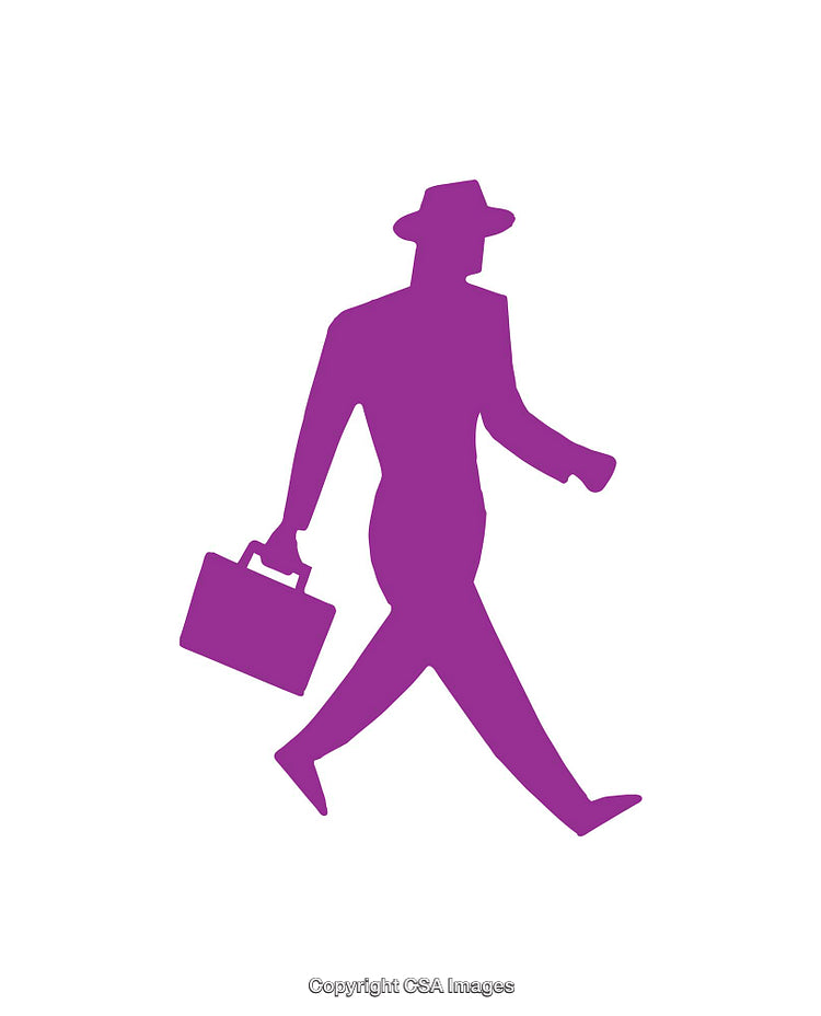 Silhouette of a Businessperson Walking with Briefcase in Hand