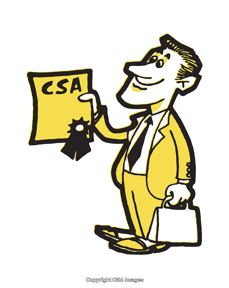 Cartoon Illustration of Businessperson Holding Certified Document in Yellow Suit