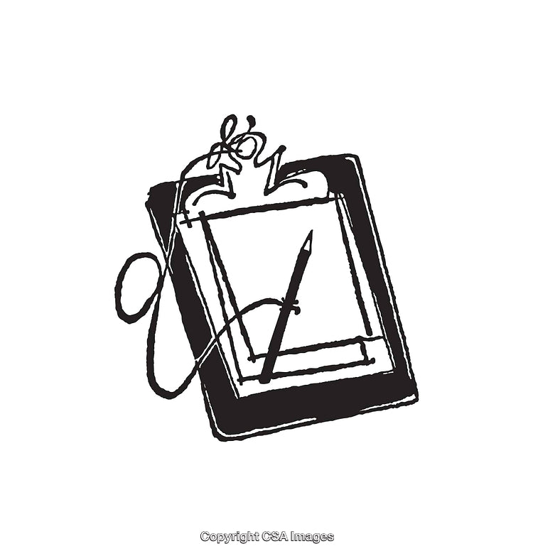 Black and White Line Art of Digital Tablet and Stylus Illustration