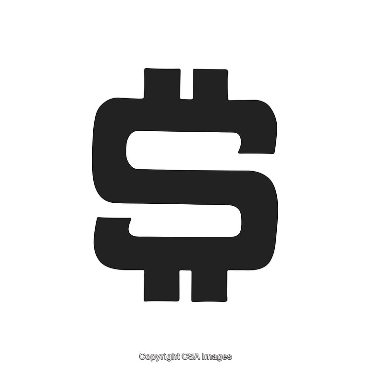 Minimalist Black Dollar Symbol on a White Background Design