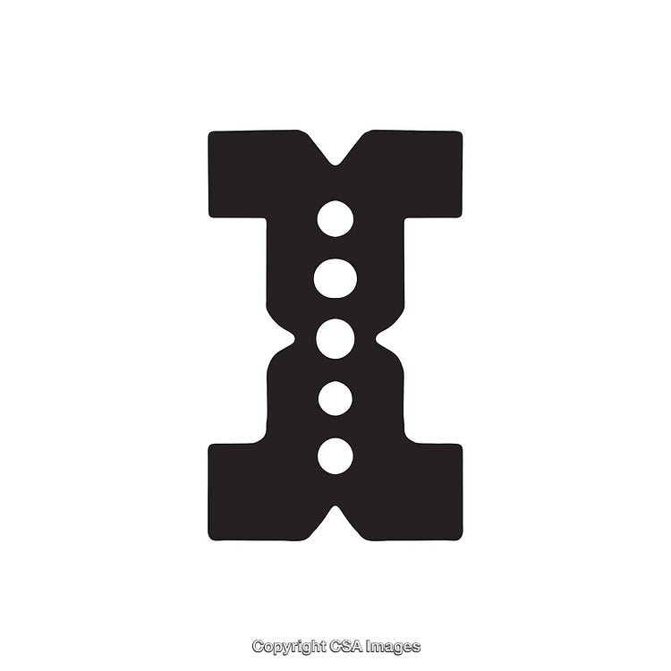 Bold Uppercase Letter I Silhouette with Geometric Shapes and Patterns