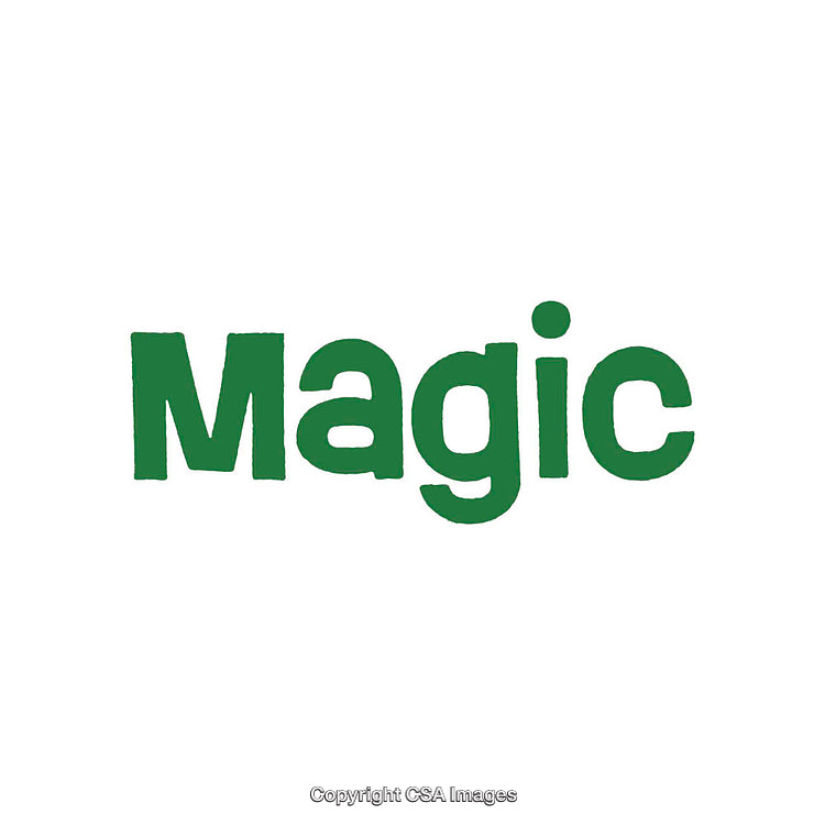 Simple Green Typography Artwork Featuring the Word Magic on White Background