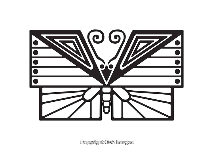 Black and White Abstract Butterfly Design with Geometric Patterns