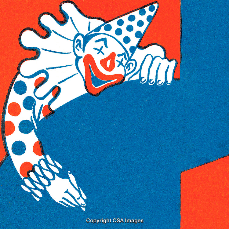 Colorful Illustration of a Fun Clown in a Playful Pose