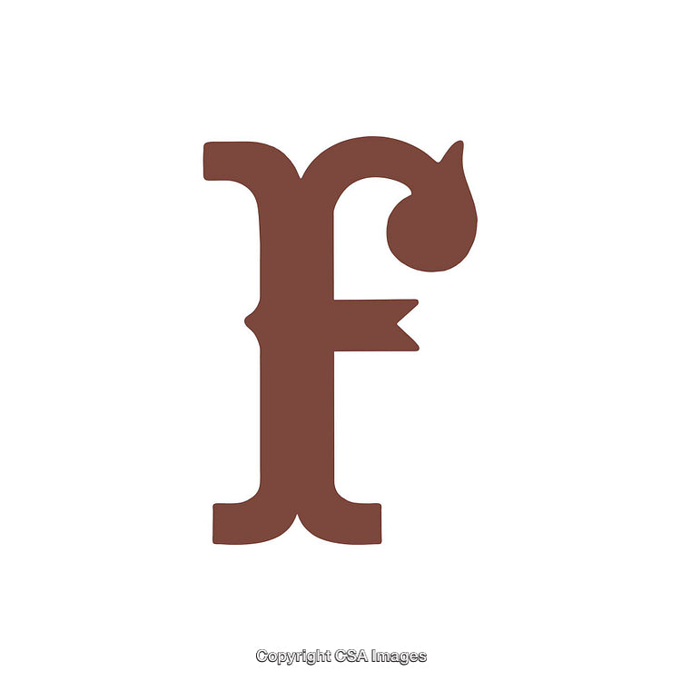 Elegant Serif Letter E with a Decorative Design in Brown Color