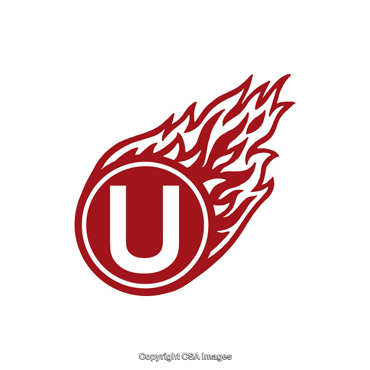 Red Flaming Letter U Logo Symbolizing Energy and Motion