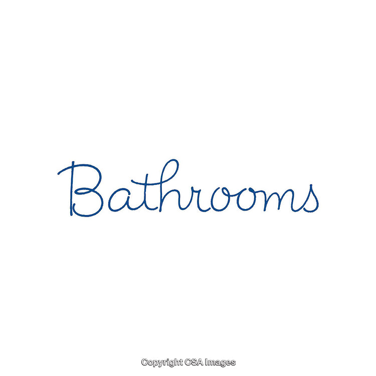 Elegant Single-Color Typography Design Featuring the Word Bathrooms