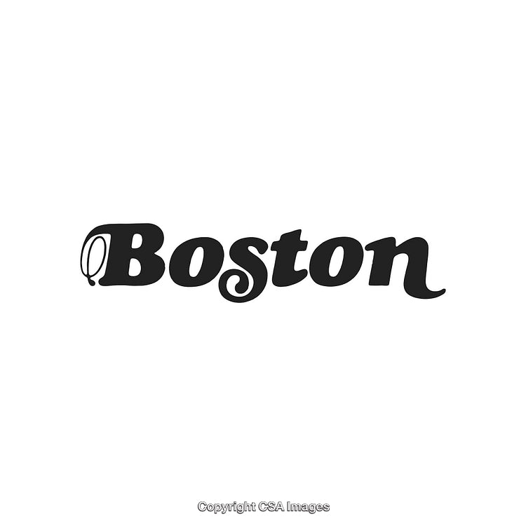Stylish Black-and-White Boston Typography on a Simple White Background