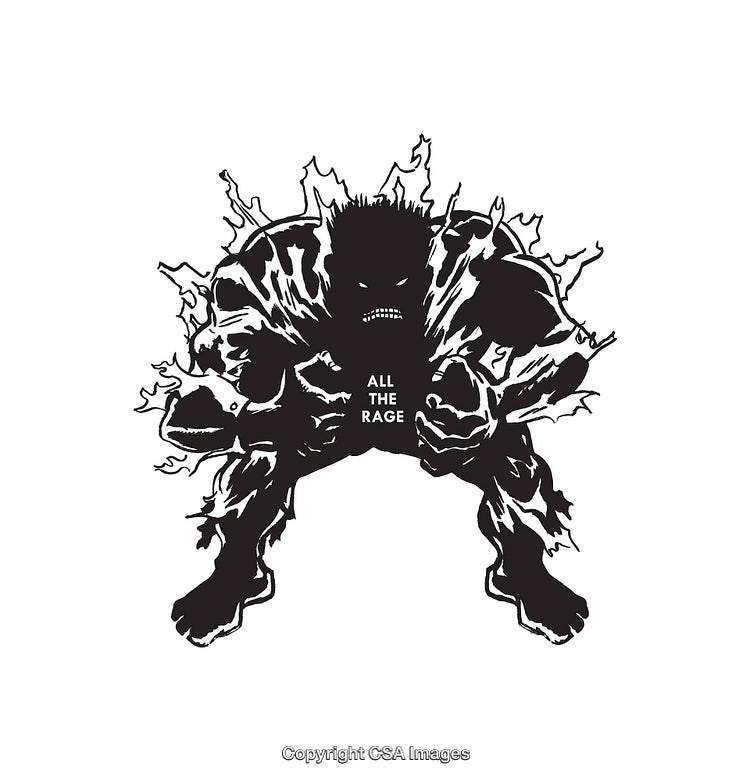 Dynamic Black and White Line Art Illustration of Intense Power and Energy