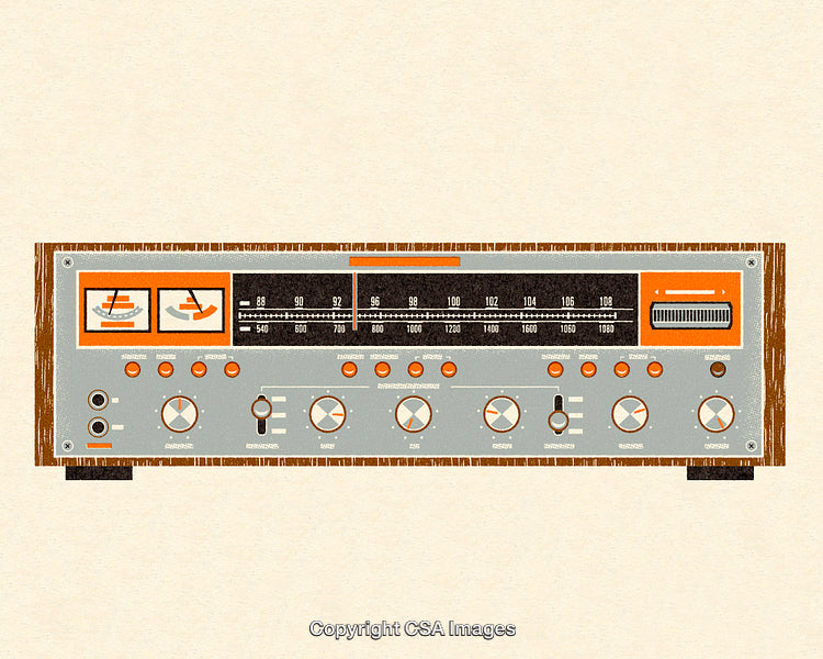 Retro Style Radio Receiver with Knobs and Dials in Vintage Design