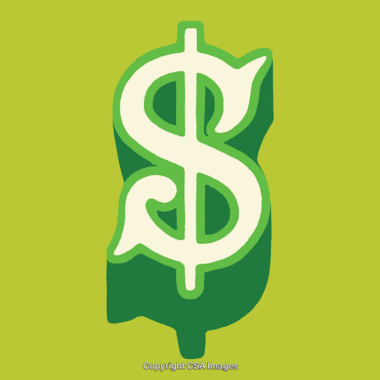 Green Dollar Sign Illustration on a Vibrant Background