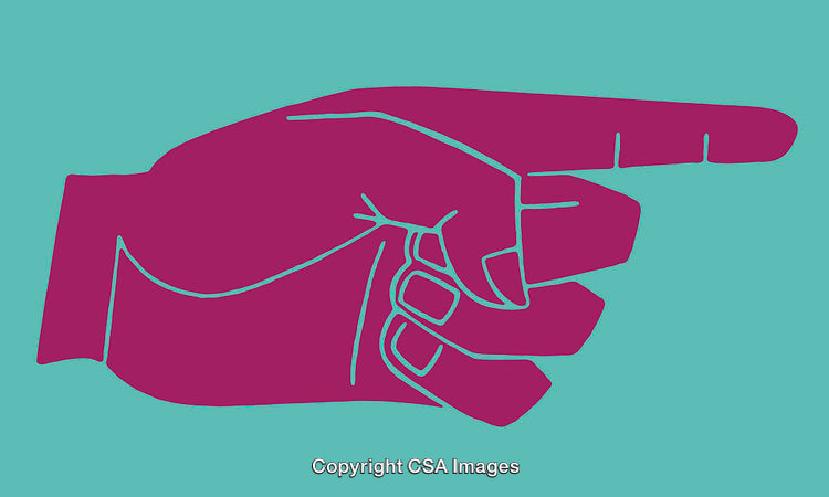 Modern Line Art Illustration of a Hand Pointing Right with Bold Colors