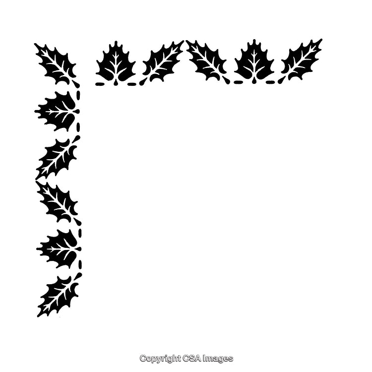 Decorative Black and White Holly Leaf Corner Border Design