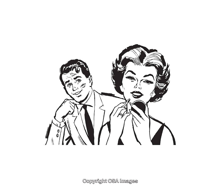 Vintage Illustration of a Couple in Retro Art Style