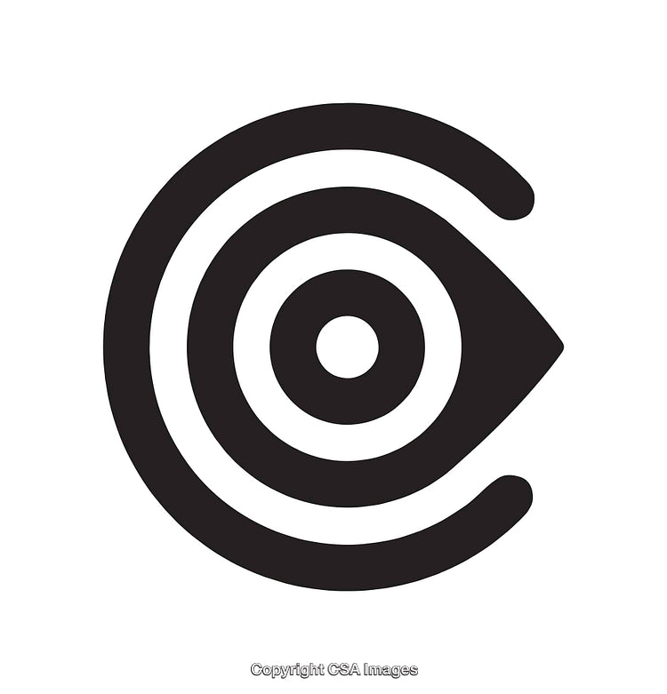 Black and White Icon Depicting an Eye Abstract Art Symbol