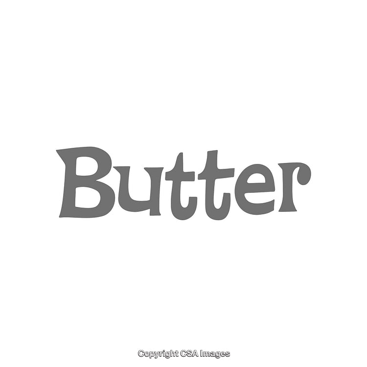 Stylized Gray Typography Featuring the Word Butter in Bold Font