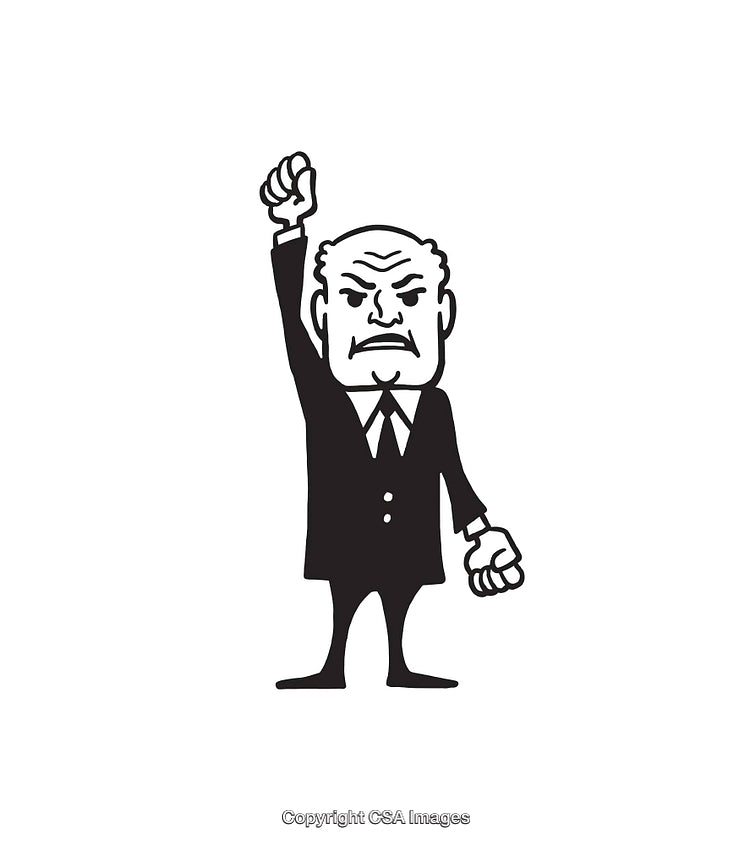 Determined Cartoon Businessman With Raised Fist