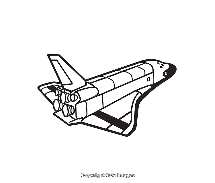 Space Shuttle Line Art Illustration in Black and White Design