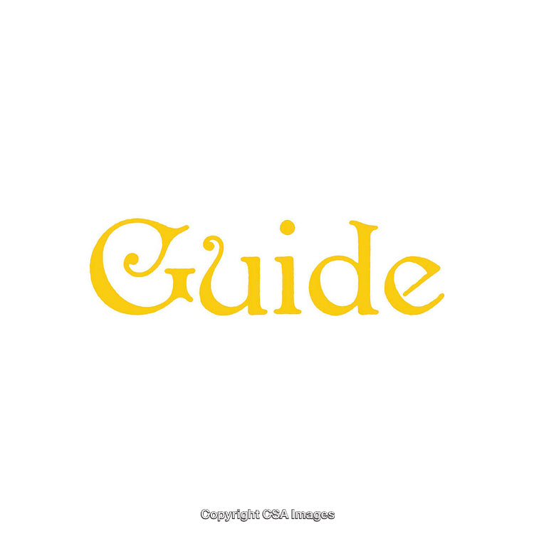 Vintage-Inspired Typography Design Featuring the Word Guide in Ornate Yellow Font