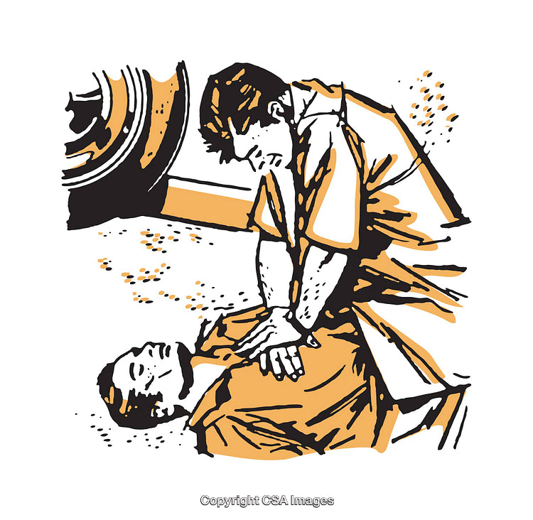 Illustration of Lifesaving CPR Being Performed by a Rescuer on a Patient