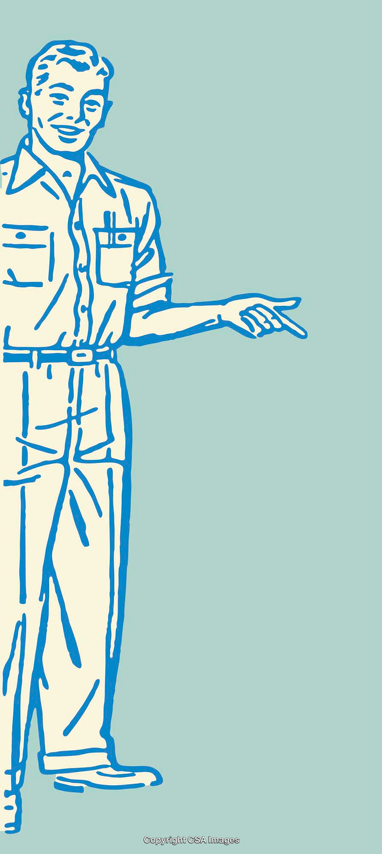 Vintage Style Artwork of Person Gesturing with Assertive Posture