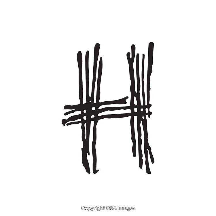 Abstract Artistic Representation of the Letter H in Black Ink Style
