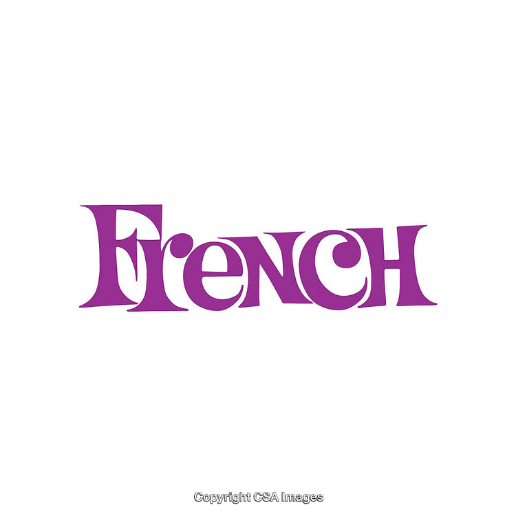 Purple Word Art Depicting the Word French in Stylized Font