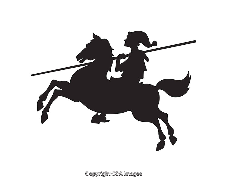 Iconic Silhouette of a Rider on a Galloping Horse with Spear