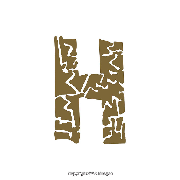 Artistic Representation of Letter H with Broken Texture Design
