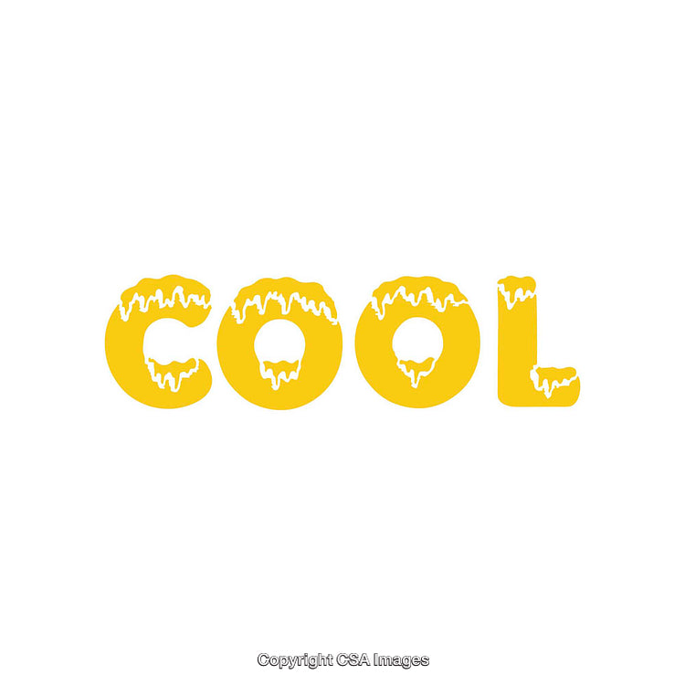 Yellow Dripping Text Spelling Cool on a White Background