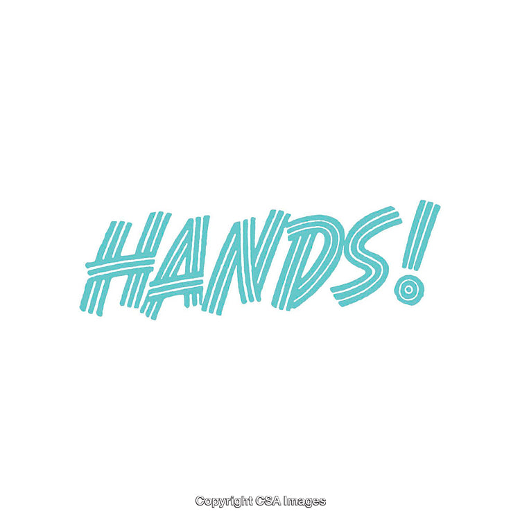 Creative Typography Design Featuring the Text 'Hands!' in a Vibrant Blue Color
