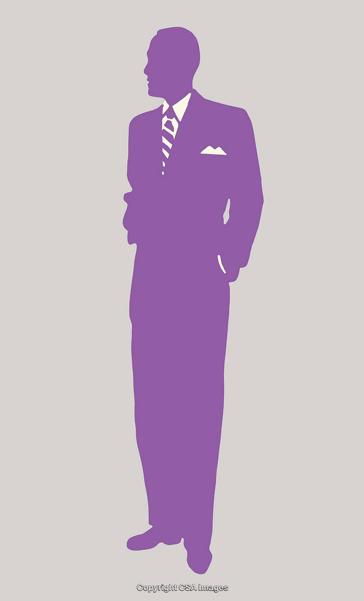 Stylized Silhouette of a Man in Formal Suit with Striped Tie