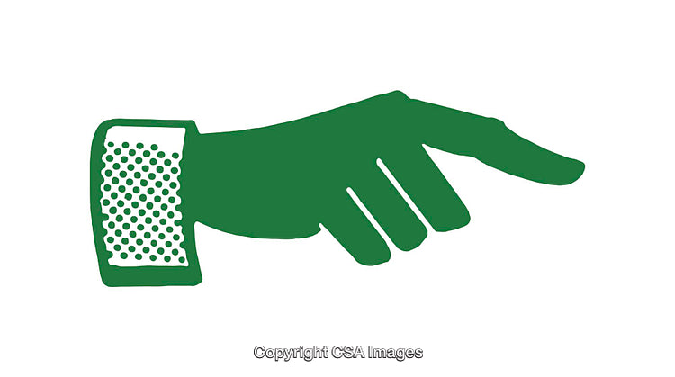 Green Hand Icon Pointing Right in Minimalistic Illustration Style