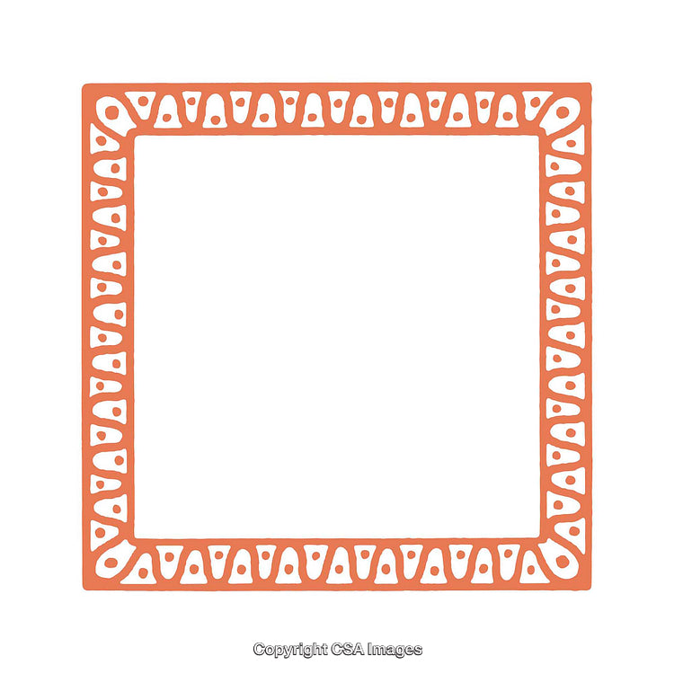 Abstract Ornamental Frame Design in Rustic Orange on White Background